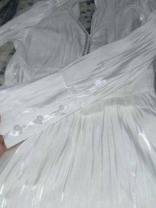 White Long Sleeve Fit &amp; Flare Backless Dress