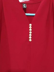 Maroon Top with Pearl Detail