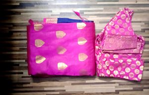 Pink &amp; Blue Banarasi Silk Saree