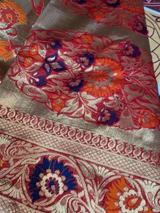 heavy tread work print saree With Unstitched Blous