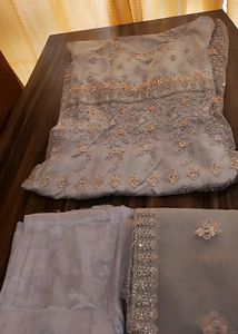 Silver Bridal Party Wear Gown