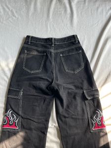 Price Drop‼️URBANIC Black Pants with Red Flame