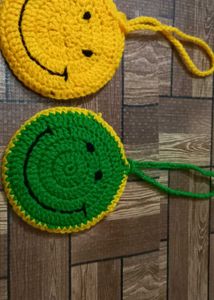 Crochet Smiley Face Keychain