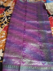 Purple Saree with Silver Border