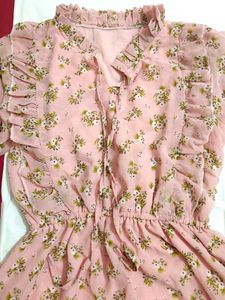 Pink Floral Ruffle Dress