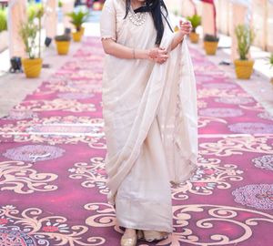 jimichu tissue saree with pearl border