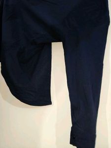 Navy Blue Mandarin Collar Top