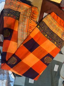 Orange Checked Saree