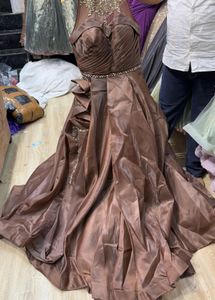 Elegant Purple Embroidered Gown