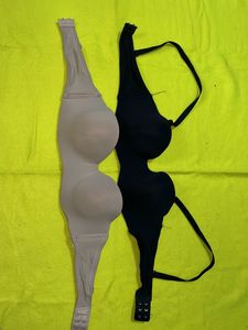 Nude And Black Colour Regular Used Bra Set
