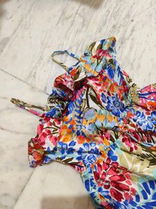 Beach Mini  Dress Multi Colour With Strip