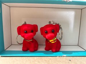 2 Cute Red Dogs Toy And Keychain