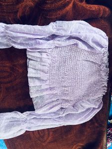 Lilac Swiss Dot Smocked Top