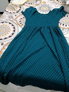 teal georgette maternity dress with zip, XL Size