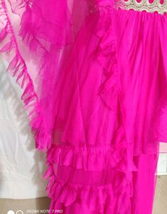 Hot pink Heavy Top With Net bottom And Garara