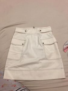 White Mini Skirt with Pockets