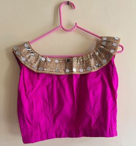 Pink Mirror Work Blouse
