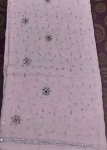 Silk georgette Baby pink saree.