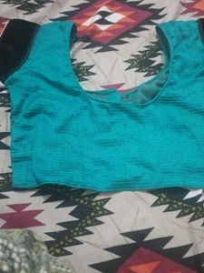 Teal &amp; Black Saree Blouse
