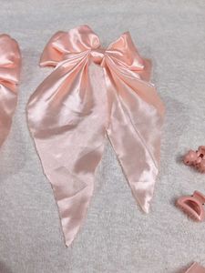 Pink Bow Hair Clip Set