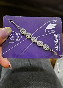 Rhodium Plated American Diamond Link Bracelet