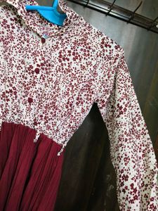 New Modern Floral Print &amp; Pleated Skirt Dress