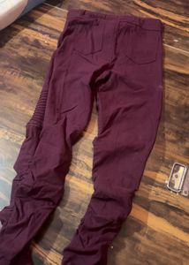 Burgundy Moto Jeggings