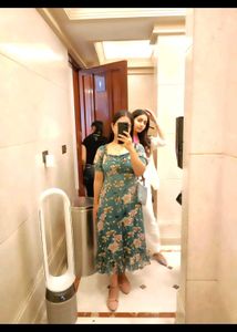 Women's Chiffon Fit Flare Square Knee Length Dress