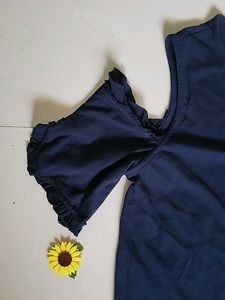 Roadster Blue Cold Shoulder Top