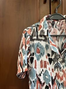 Patterned Button-Down Crop Top