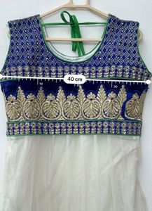 Designer White Blue Ethnic Anarkali Gown
