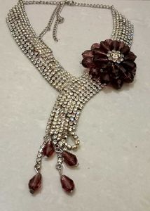Rhinestone Flower Necklace (Some Stones Have Lost)
