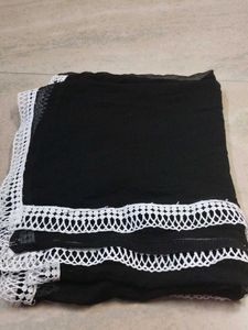 Elegant Black Dupatta with Lace
