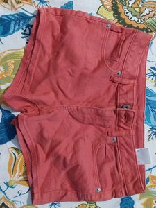 Coral Colored Denim Shorts