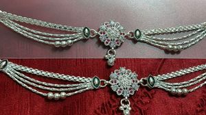Pure silver Anklets with Gemstones