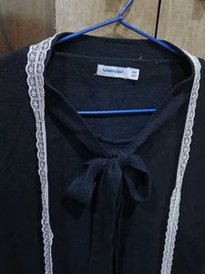 Chic Black Tie Neck Top