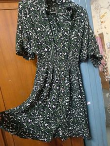 Green Printed  Dress