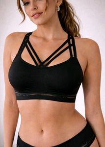 Black Strappy Sports Bra