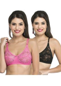 Lace Bra - Pink & Black