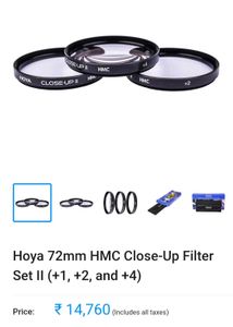 Hoya 72mm HMC closeup lens filter set with case