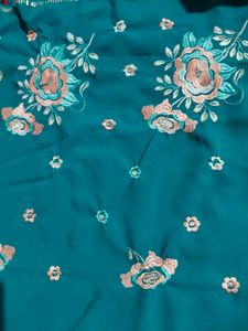 Embroidered sea green saree