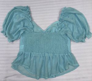 Fashion Nova Blue Sheer Corset Top