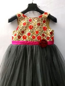 Black Balloon Frock Embroidered, Flared