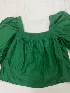 Green Puff Sleeve Top