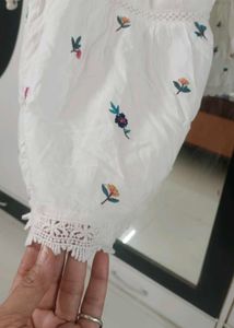 White Embroidered Floral Dress