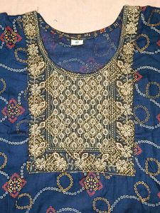 Navy Blue Embroidered Kurti