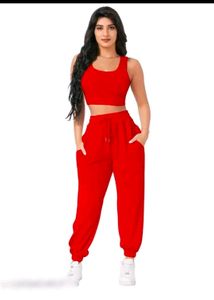 Red Crop Top & Jogger Set