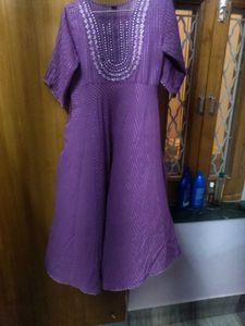 Lavender Embroidered Anarkali Kurti