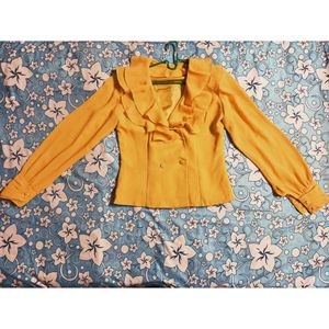 Mustard yellow double breasted blouse
