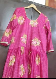 Rose  Color Ethnic Anarkali Gown For 42 Bust